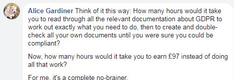 Alice Gardiner GDPR Pack Testimonial