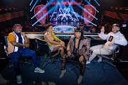 Sithelo Shozi  with  judges Somizi Mhlongo, J Something and comedian Skhumba on SA’s very first Masked Singer game show
