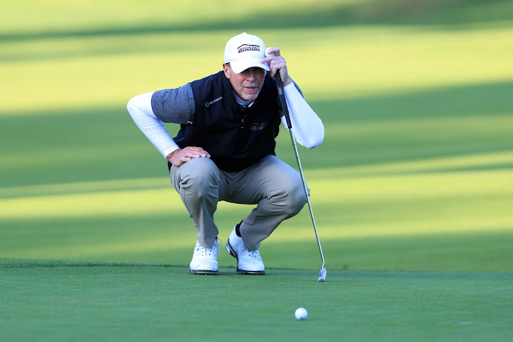 NEED FANS: Steve Stricker of the US lines up a putt on the 11th green during the second round of the Genesis Invitational at Riviera Country Club on February 14 2020 in Pacific Palisades, California.