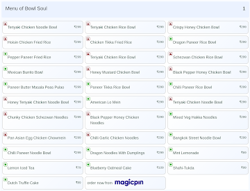 Bowl Soul menu 