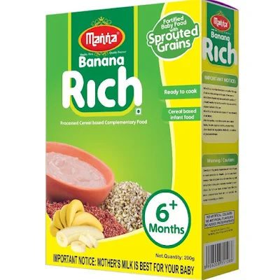 Manna Banana Rich Fortified Baby Cereal With Sprouted Grains For 6 Months+, Ready To Cook