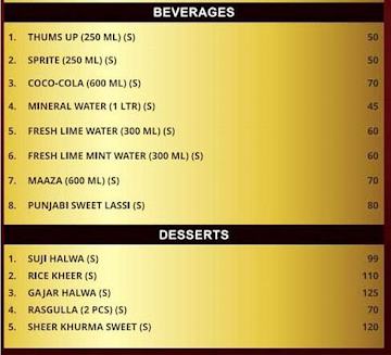 sultan dum briyani menu 