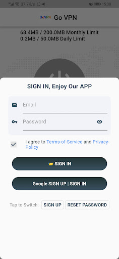 Screenshot Go VPN - Google One-Key SignIn