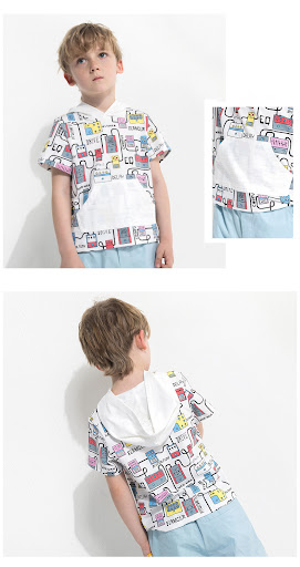 Title 8, Cartoon print boys hooded short sleeve t-shirt...