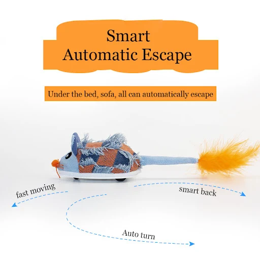 Wagging Tail Cat Toy Mouse Interactive Random Moving Mice Lifelike Squeaky Sound Cat Game Toy Motion Activated Robot Mic