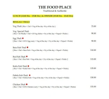 The Food Place menu 