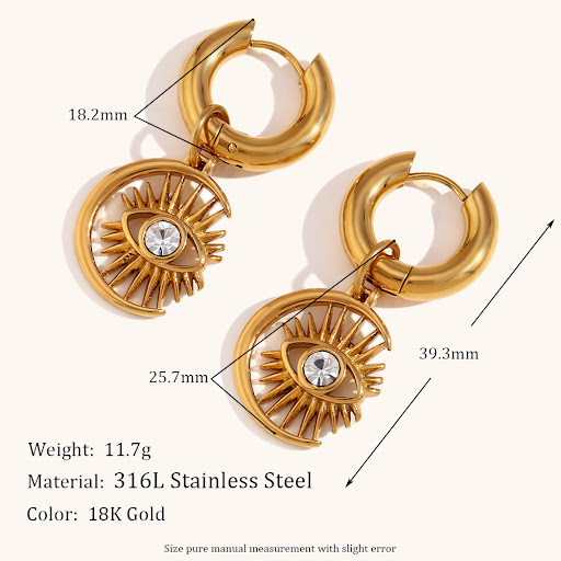 Title 15, Moon Eyelash Rhinestone Eye Pendant Alloy 18k N...