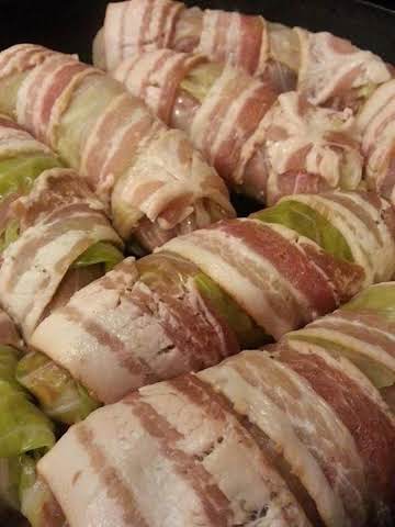 Bacon wrapped & Buffalo stuffed Cabbage Rolls