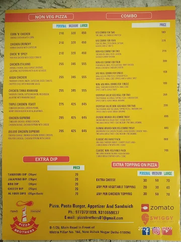 Pizza Brothers menu 