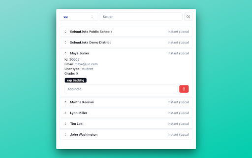 SchooLinks User Tracker