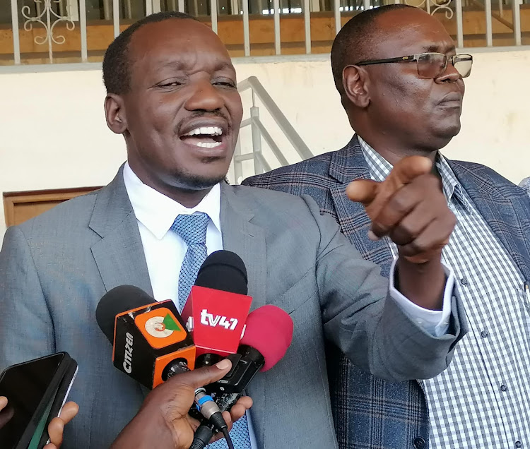 Kisii governor Simba Arati during a press conference. He described the raid by the GSU officer as an act of intimidation (IMAGE BY MAGATI OBEBO)