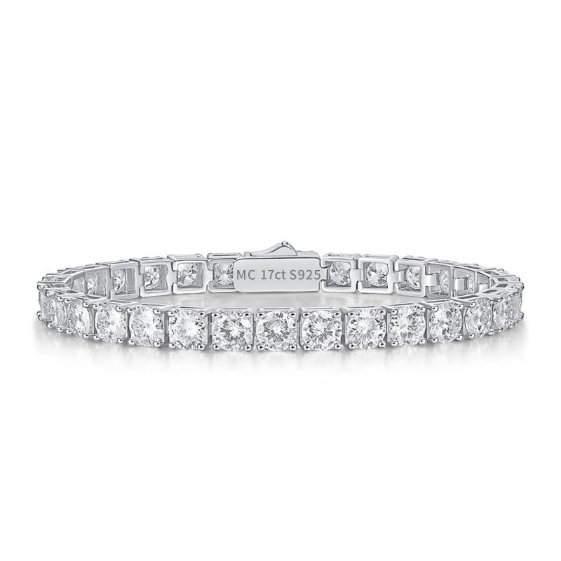 Sterling zilveren D Color moissanite tennisarmband voor dames, schitterende glans, tijdloze elegantie, ideaal voor elke speciale gelegenheid.