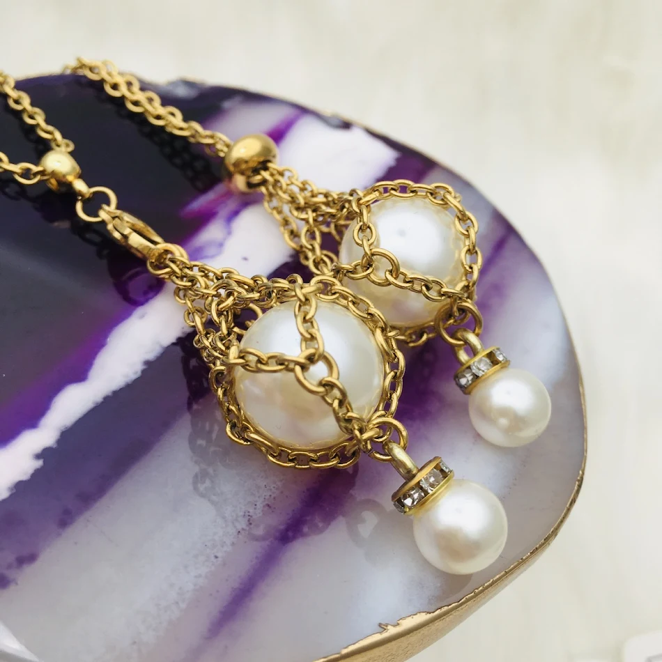 Colar DIY com pingente de cristal e bolsa de rede de pérolas destacável. Crie sua joia única, elegante e personalizada