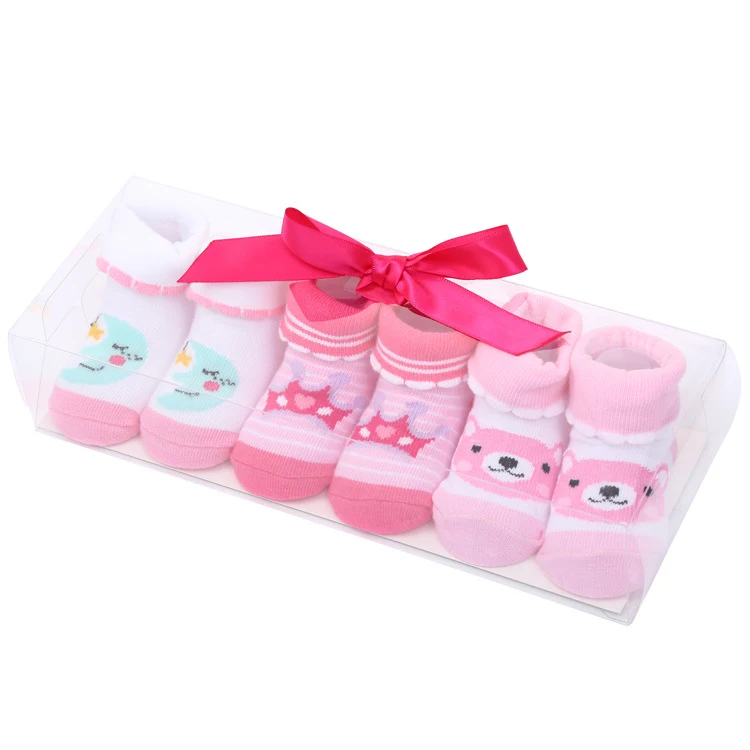 Ensemble de chaussettes pour bébé, joli dessin animé, couleur unie, lettres à pois, nœud rayé