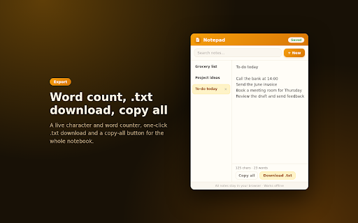 Notepad - Quick Notes in Your Browser Popup screenshot 3
