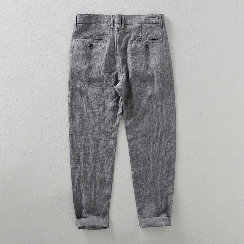 Retro Heren Linnen Broek Ademend Garengeverfd High Sense Stijlvolle broek voor heren, perfect voor de zomer, luchtig en comfortabel.