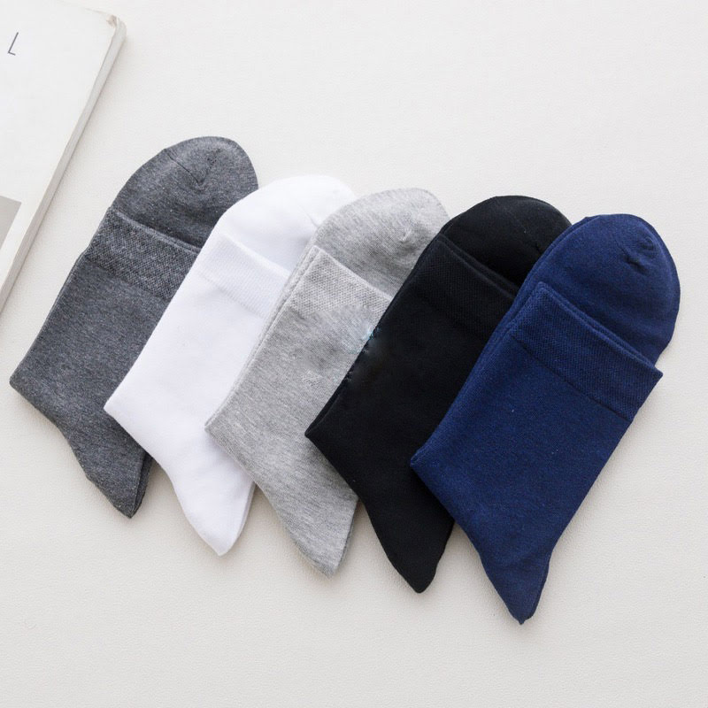 Men Four Seasons Breathable Solid Color Cotton Socks, Breathable Socks