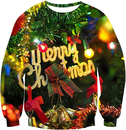Title 1, Erkek Yuvarlak Yaka Noel Ağacı Casual Sweatshir...