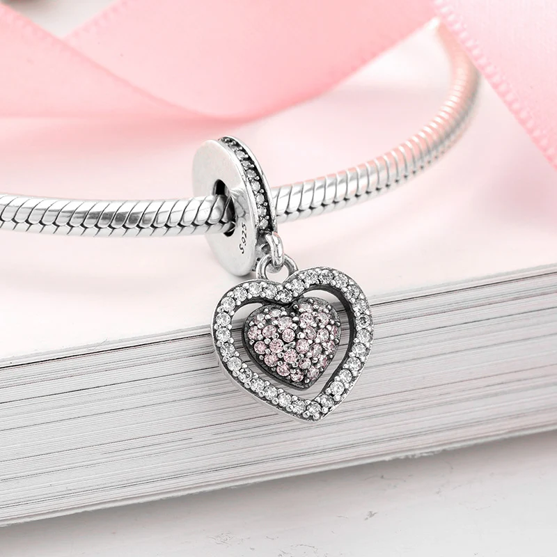 S925 Prata Esterlina Contas Pingente Coração Love Beads Pulseira DIY Acessórios Contas Soltas Crie sua pulseira de amor com pingentes.