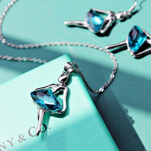 Title 1, Dancing Girl Crystal Necklace Earrings Set. Spa...