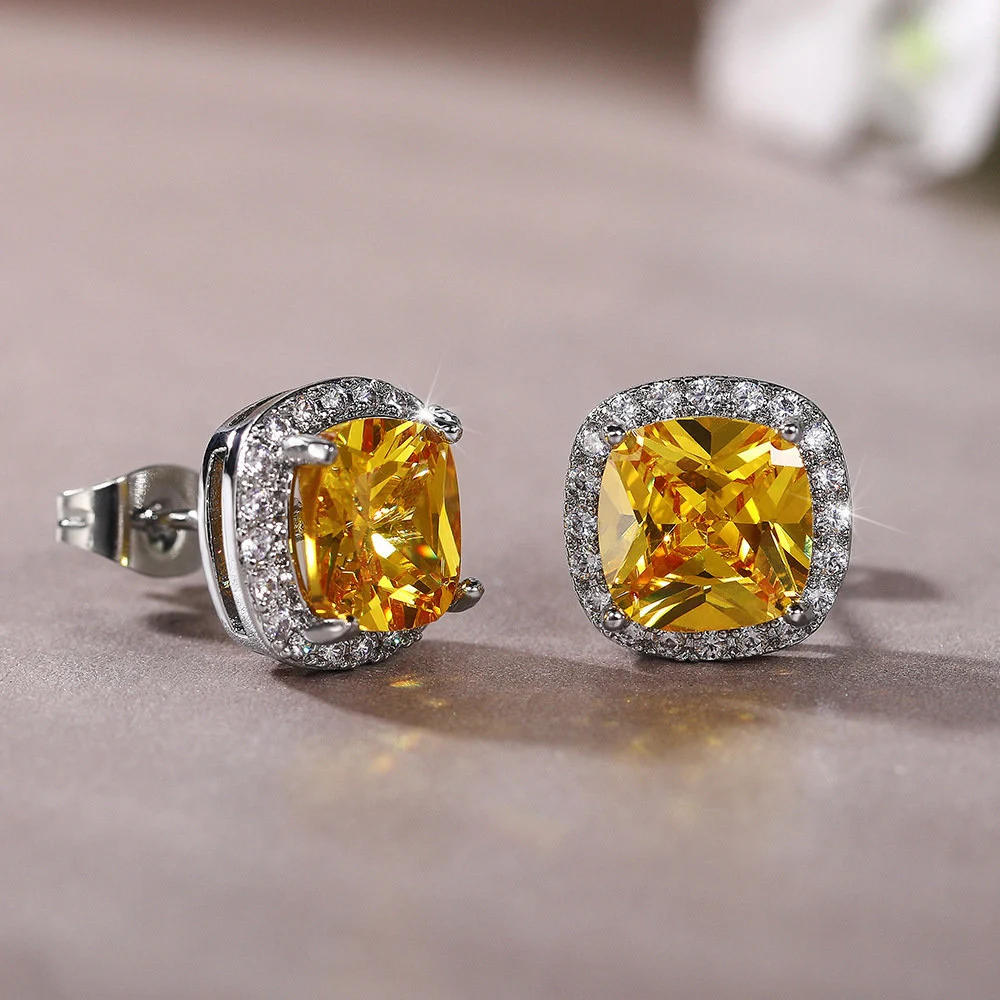 Title 7, Clous doreilles carrés et brillants, zircon ja...