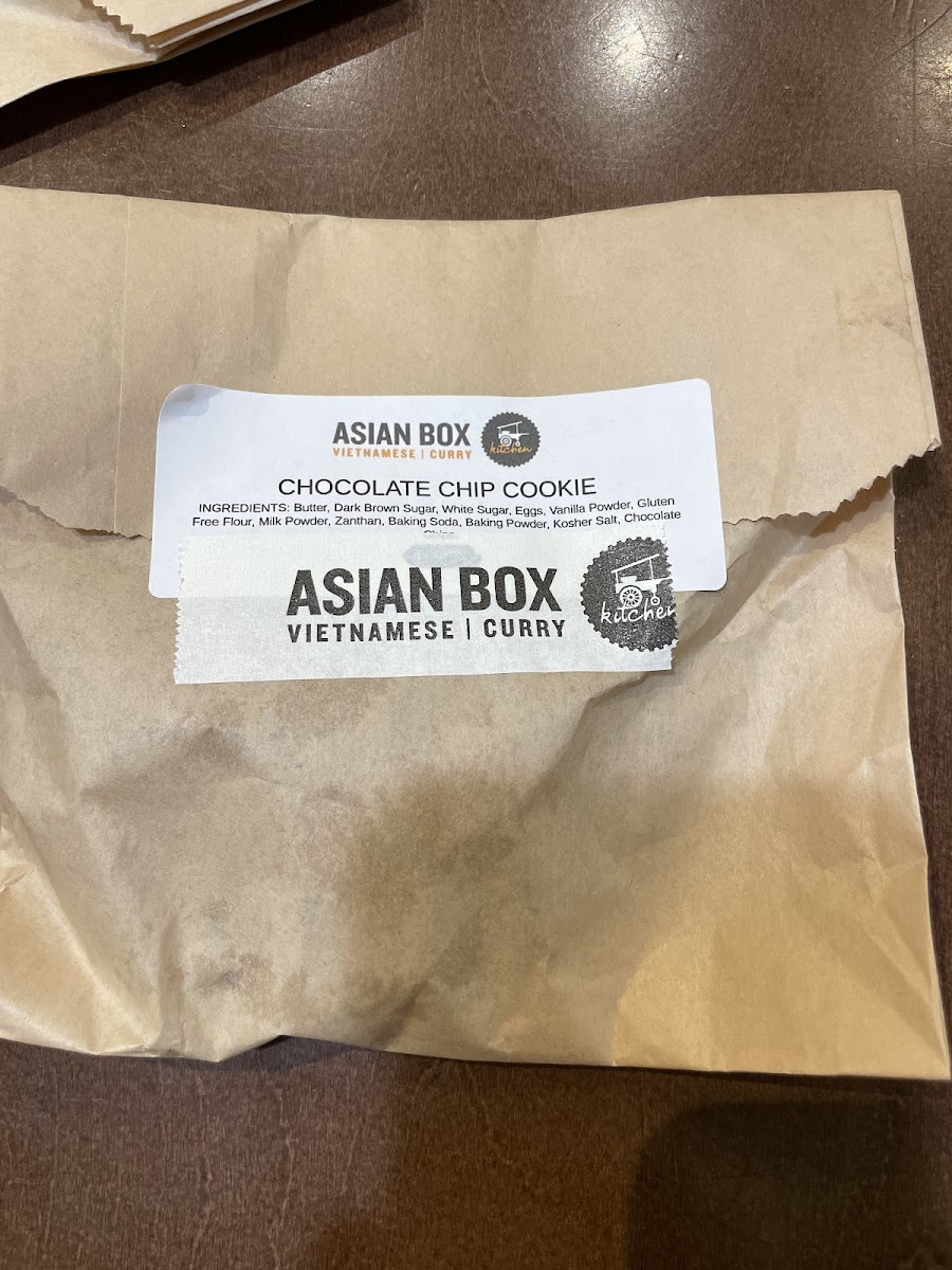 Asian Box gluten-free menu