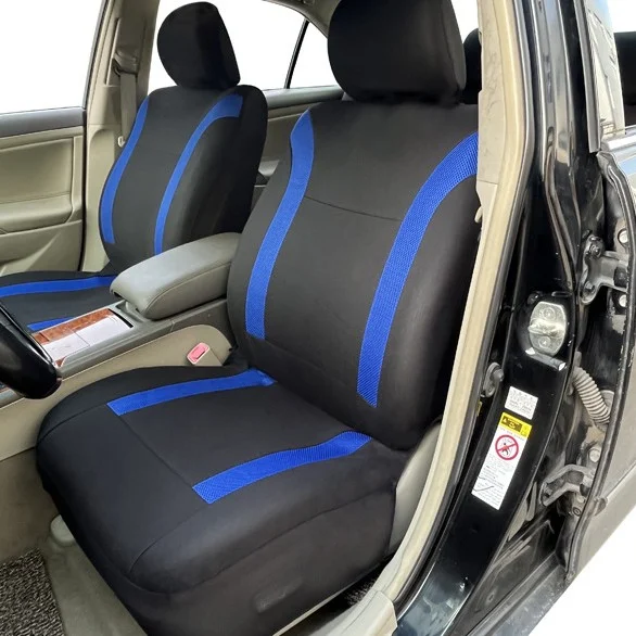 Uniwersalny pokrowiec na siedzenie samochodowe z tkaniny poliestrowej z oczkami, przeszycia, na cztery pory roku, trwały i wygodny.