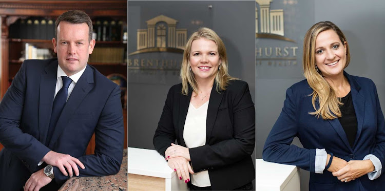 Brenthurst Wealth Management's Brian Butchart, Sonia du Plessis and Renee Eagar were named SA's top three relationship managers at the 2022 Intellidex Private Banks & Wealth Manager Awards. Pictures: Supplied/Brenthurst Wealth Management