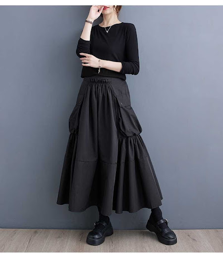 Title 4, Loose Slimming Workwear Skirt with High Waist, ...