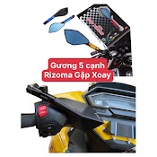 Gương 5 Cạnh Rizoma Loại 1 Full Nhôm Xoay 360 Độ Gập Mặt Đồng Hồ Gắn Các Dòng Xe Máy