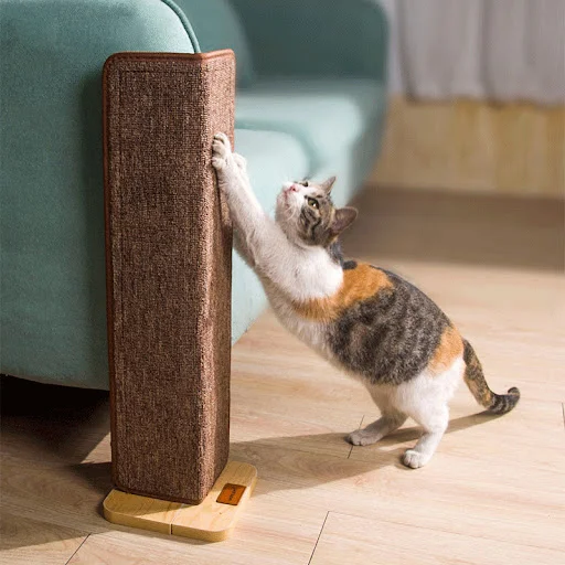 Vertical L-Shape Sisal Cat Scratching Board with Interactive Toys Healthy Corrugated Cat Scratching Board Cat Claw Sharp