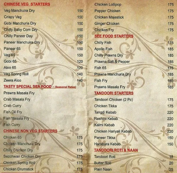 Tasty Grand Paradise menu 