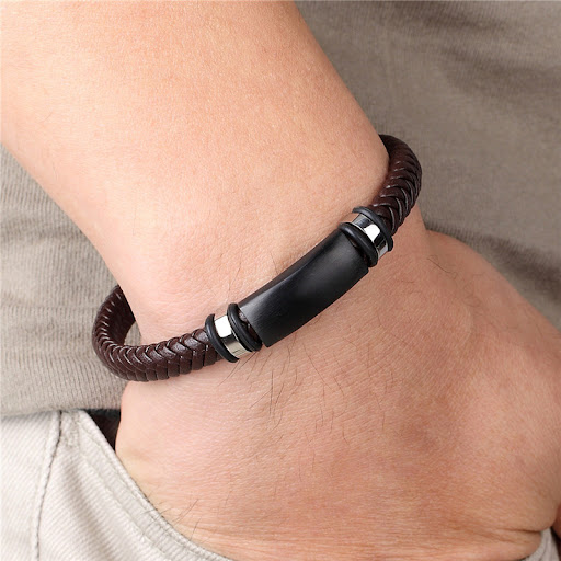 Title 5, Bracelet masculin tressé en acier inoxydable