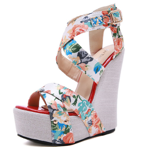 Title 1, Silk-Printed Wedge High-Heel Comfortable Platfo...