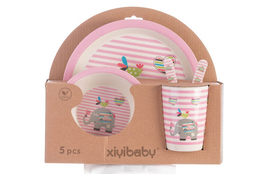 Title 5, Childrens Baby Cutlery Set of 5 Bamboo Fiber D...