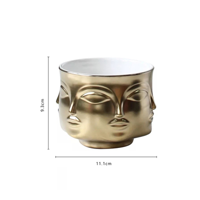Title 3, Glazed Black Gold Lips Human Face Ceramic Vase....