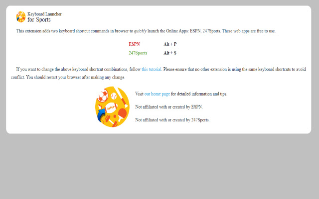 Keyboard Launcher for Sports chrome extension