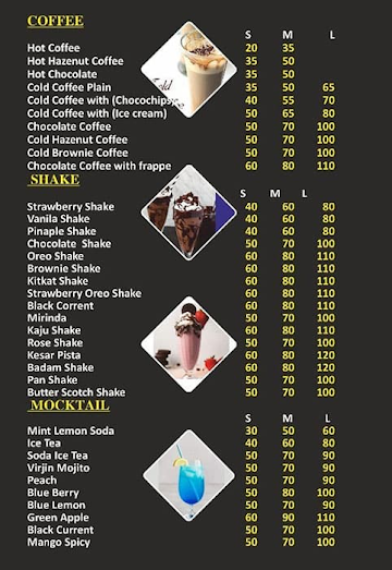 Rama's Coffee Bar & Shake menu 