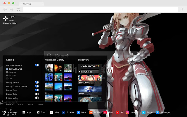 Red saber pop HD star new tab page theme
