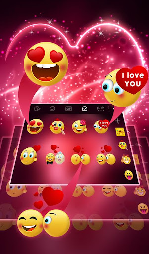 Live Neon Red Heart Keyboard Theme