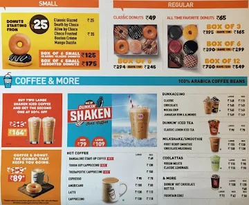 Dunkin' menu 