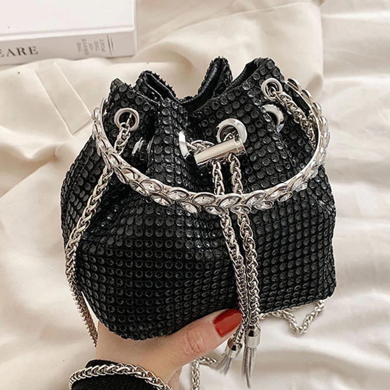 Title 4, Dames Mode Diamant Draagbare Bucket Bag met Tre...