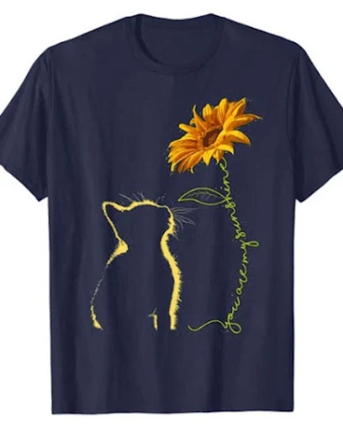 Cat sunflower printed short sleeve - 3