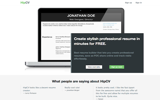 HipCV chrome extension