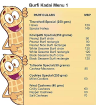 Burfi Kadai menu 1