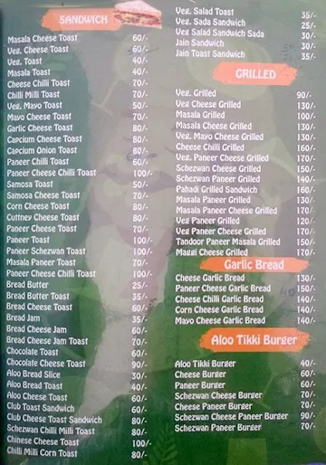 Prachi Sandwich Corner menu 