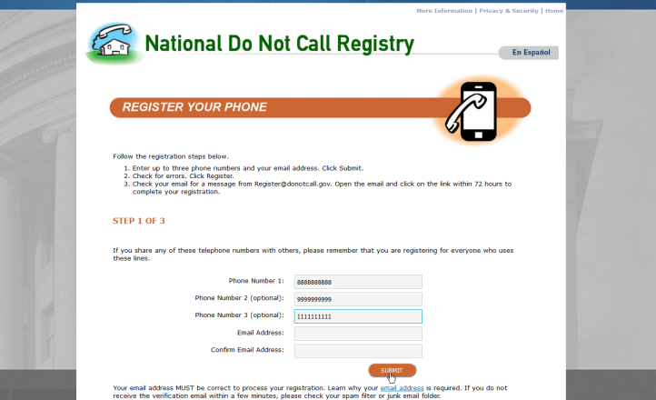 Register Your Phone Number