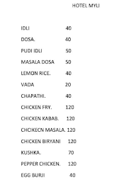 Hotel Myli menu 1