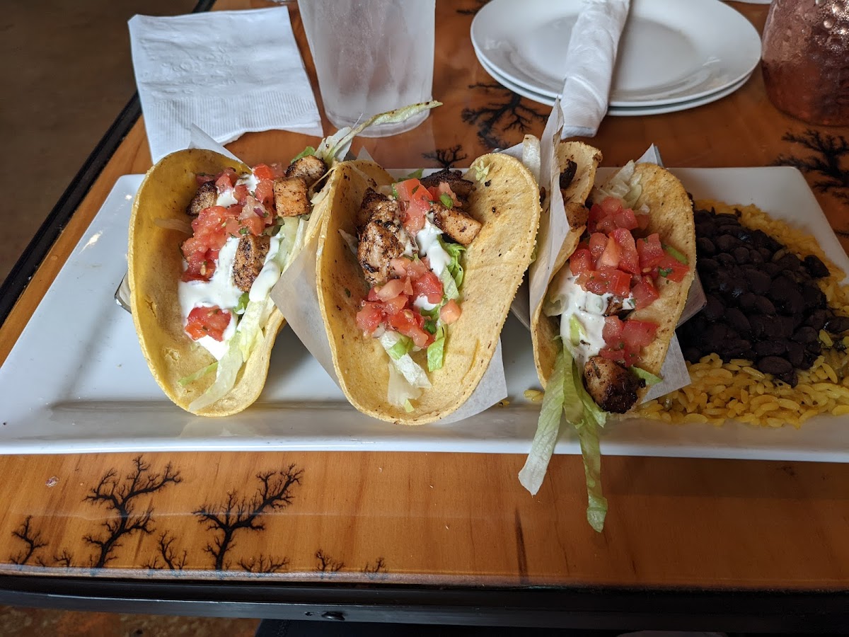 Fish tacos on corn tortillas