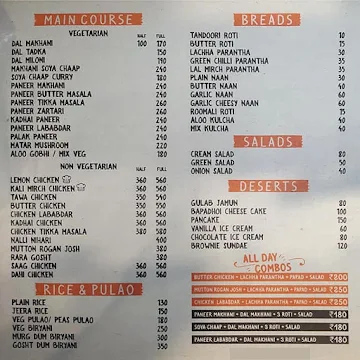 Not Just Curries menu 